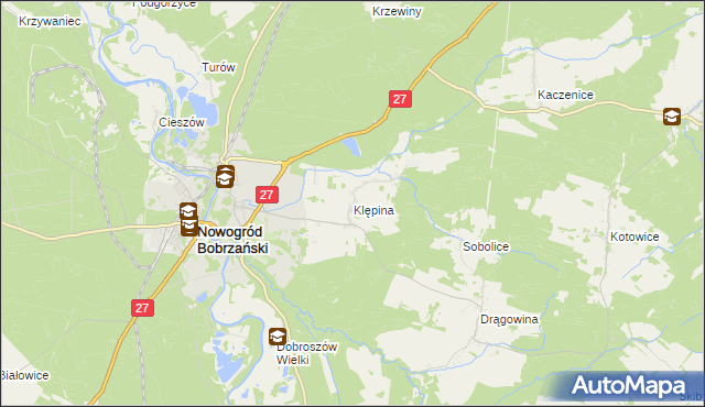 mapa Klępina, Klępina na mapie Targeo