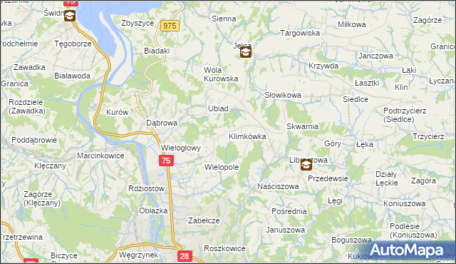 mapa Klimkówka gmina Chełmiec, Klimkówka gmina Chełmiec na mapie Targeo