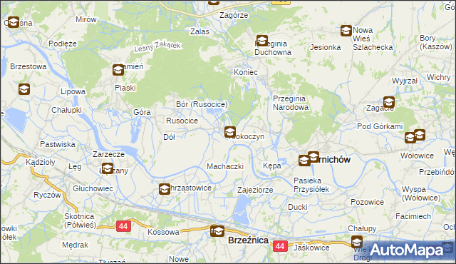 mapa Kłokoczyn gmina Czernichów, Kłokoczyn gmina Czernichów na mapie Targeo