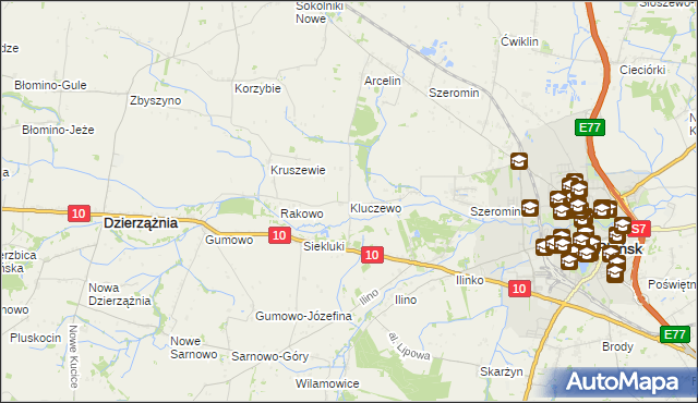 mapa Kluczewo gmina Płońsk, Kluczewo gmina Płońsk na mapie Targeo