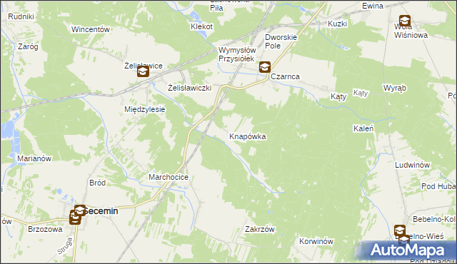 mapa Knapówka gmina Włoszczowa, Knapówka gmina Włoszczowa na mapie Targeo