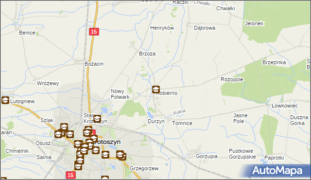 mapa Kobierno gmina Krotoszyn, Kobierno gmina Krotoszyn na mapie Targeo