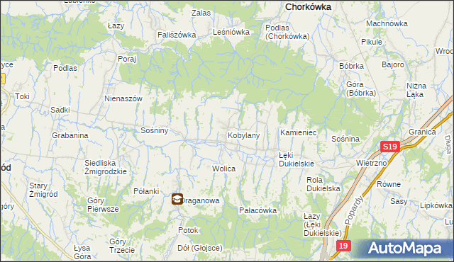 mapa Kobylany gmina Chorkówka, Kobylany gmina Chorkówka na mapie Targeo