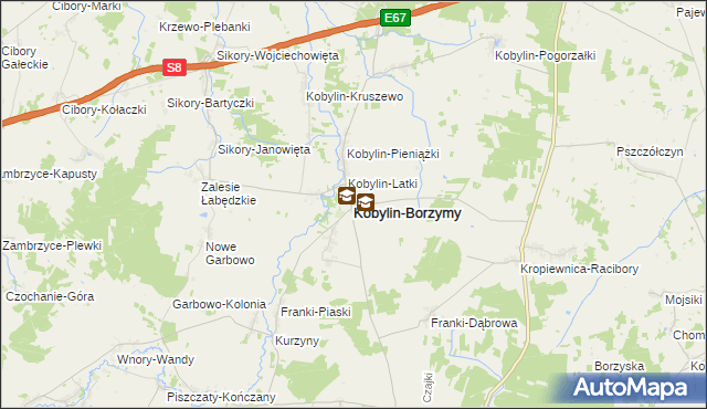 mapa Kobylin-Borzymy, Kobylin-Borzymy na mapie Targeo