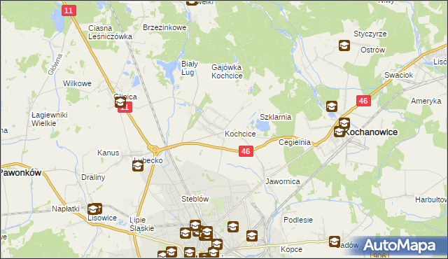 mapa Kochcice, Kochcice na mapie Targeo