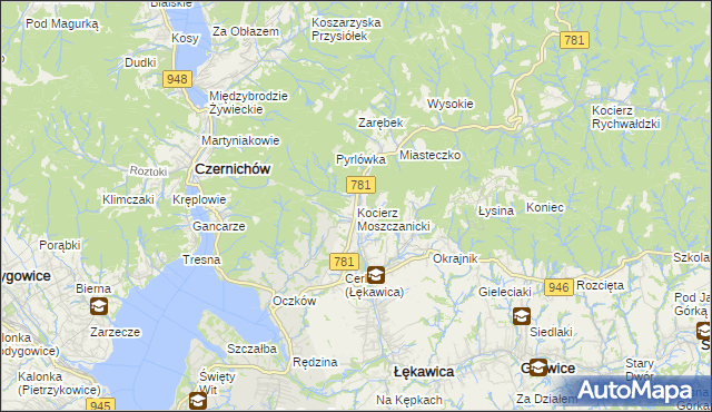 mapa Kocierz Moszczanicki, Kocierz Moszczanicki na mapie Targeo