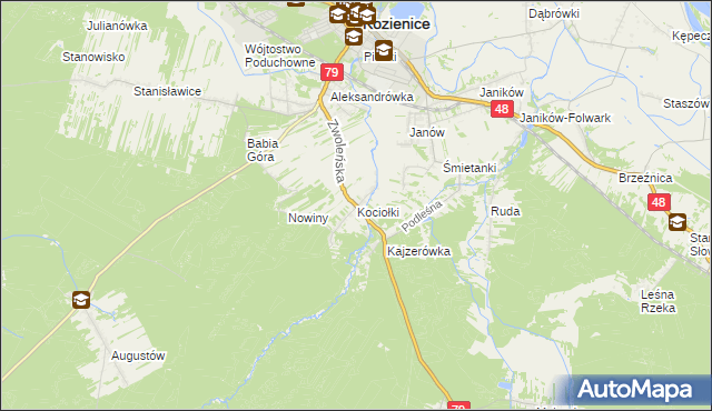 mapa Kociołki gmina Kozienice, Kociołki gmina Kozienice na mapie Targeo