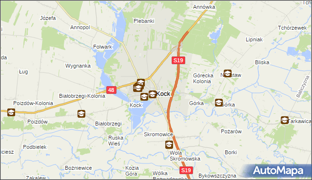 mapa Kock powiat lubartowski, Kock powiat lubartowski na mapie Targeo