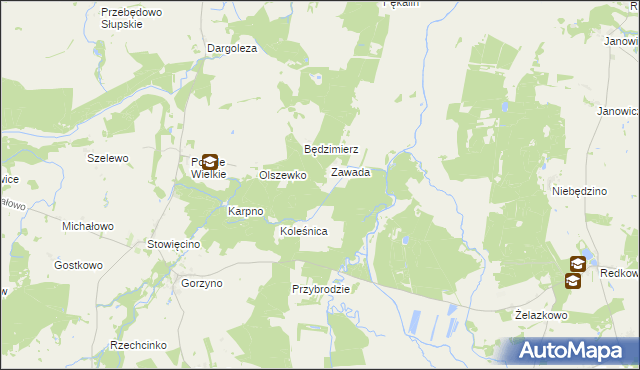 mapa Kokoszki gmina Główczyce, Kokoszki gmina Główczyce na mapie Targeo