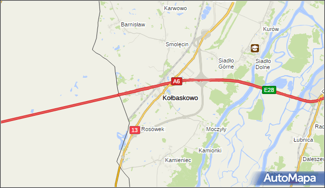mapa Kołbaskowo, Kołbaskowo na mapie Targeo