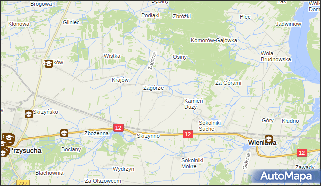 mapa Komorów gmina Wieniawa, Komorów gmina Wieniawa na mapie Targeo