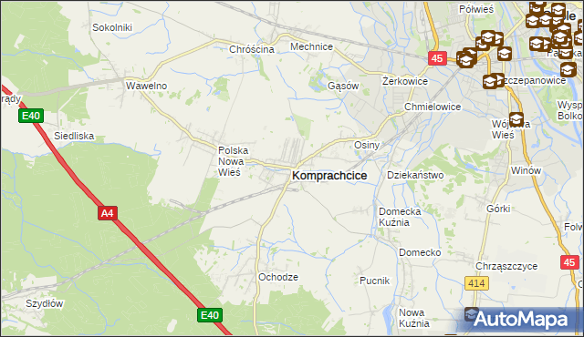 mapa Komprachcice, Komprachcice na mapie Targeo