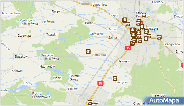 mapa Konarzew gmina Zduny, Konarzew gmina Zduny na mapie Targeo