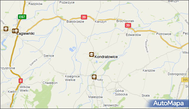 mapa Kondratowice, Kondratowice na mapie Targeo