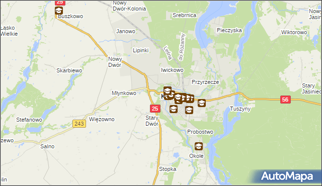 mapa Koronowo powiat bydgoski, Koronowo powiat bydgoski na mapie Targeo