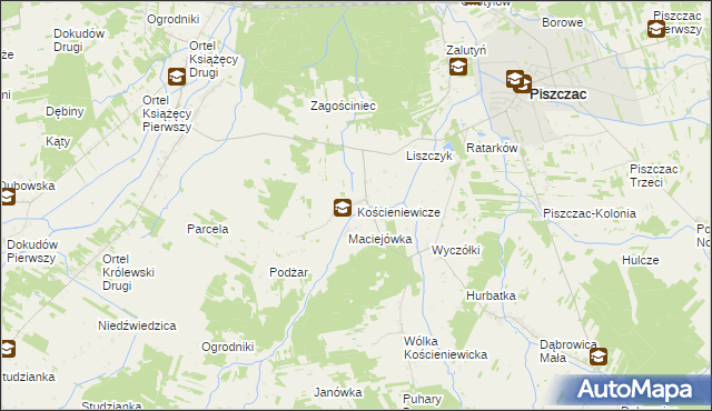 mapa Kościeniewicze, Kościeniewicze na mapie Targeo