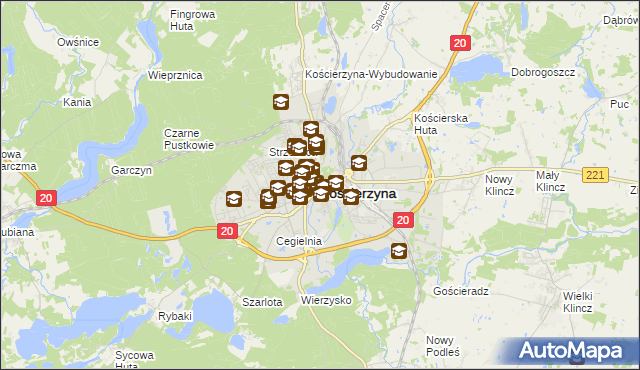 mapa Kościerzyna, Kościerzyna na mapie Targeo