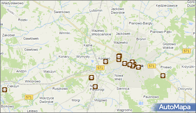 mapa Kosewo gmina Nasielsk, Kosewo gmina Nasielsk na mapie Targeo