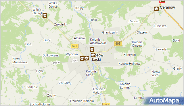 mapa Kosów Lacki, Kosów Lacki na mapie Targeo