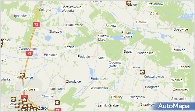 mapa Kotki gmina Busko-Zdrój, Kotki gmina Busko-Zdrój na mapie Targeo