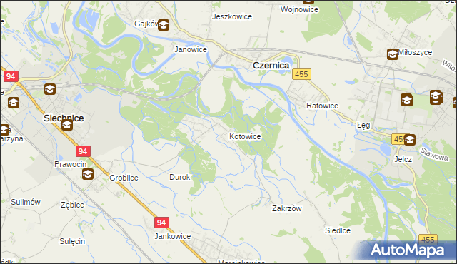 mapa Kotowice gmina Siechnice, Kotowice gmina Siechnice na mapie Targeo