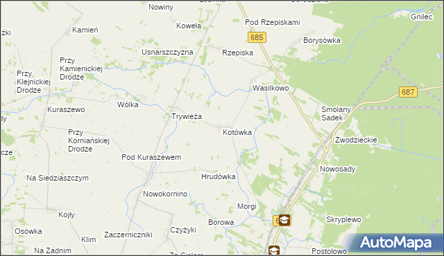 mapa Kotówka gmina Hajnówka, Kotówka gmina Hajnówka na mapie Targeo