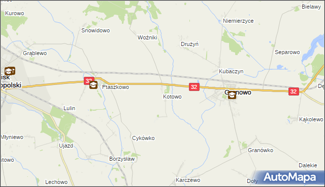 mapa Kotowo gmina Granowo, Kotowo gmina Granowo na mapie Targeo