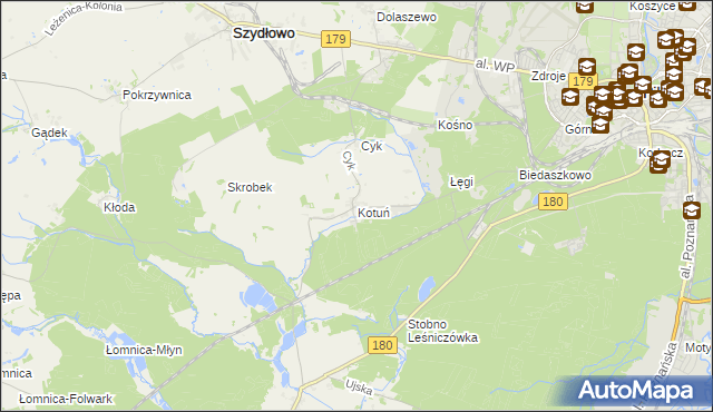 mapa Kotuń gmina Szydłowo, Kotuń gmina Szydłowo na mapie Targeo