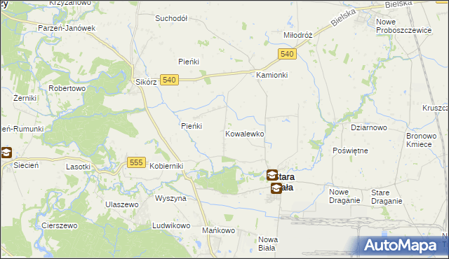 mapa Kowalewko gmina Stara Biała, Kowalewko gmina Stara Biała na mapie Targeo