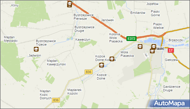 mapa Kozice Dolne-Kolonia, Kozice Dolne-Kolonia na mapie Targeo