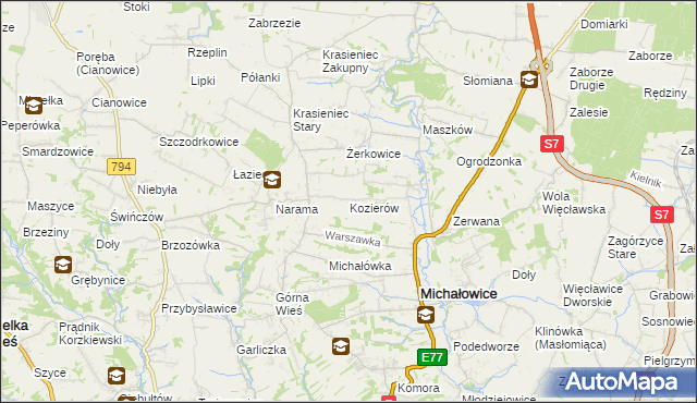 mapa Kozierów, Kozierów na mapie Targeo