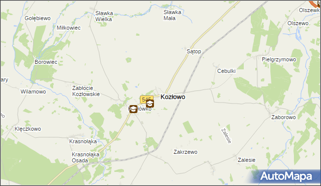 mapa Kozłowo powiat nidzicki, Kozłowo powiat nidzicki na mapie Targeo