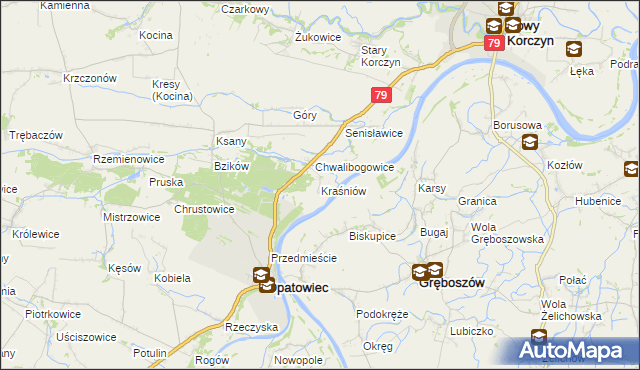 mapa Kraśniów, Kraśniów na mapie Targeo