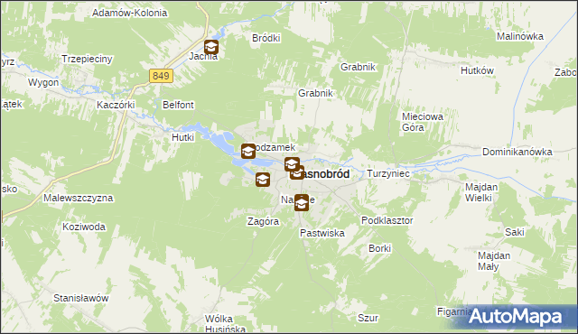 mapa Krasnobród, Krasnobród na mapie Targeo