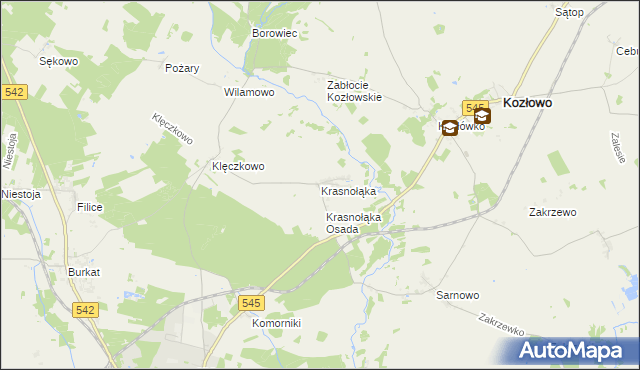 mapa Krasnołąka gmina Działdowo, Krasnołąka gmina Działdowo na mapie Targeo