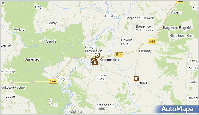 mapa Krasnosielc, Krasnosielc na mapie Targeo