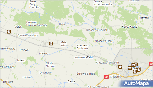 mapa Kraszewo Podborne, Kraszewo Podborne na mapie Targeo