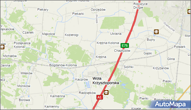 mapa Krężna, Krężna na mapie Targeo