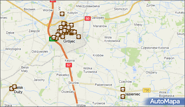 mapa Krobów, Krobów na mapie Targeo