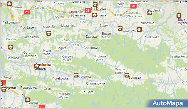 mapa Królowa Górna, Królowa Górna na mapie Targeo