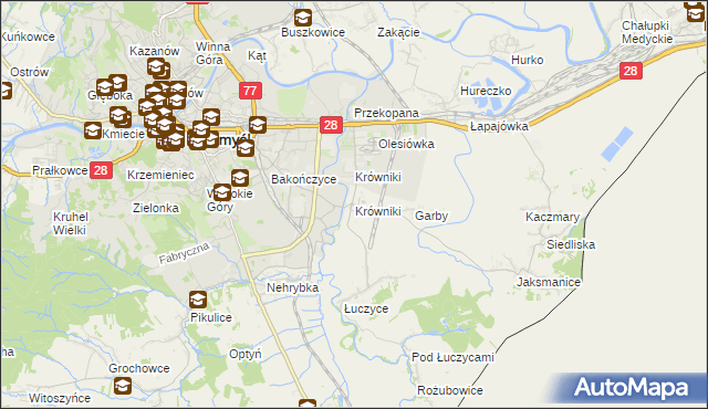 mapa Krówniki gmina Przemyśl, Krówniki gmina Przemyśl na mapie Targeo