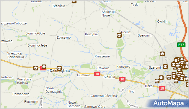 mapa Kruszewie, Kruszewie na mapie Targeo