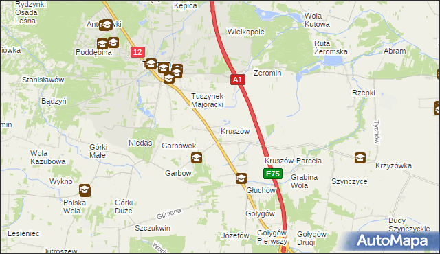 mapa Kruszów, Kruszów na mapie Targeo