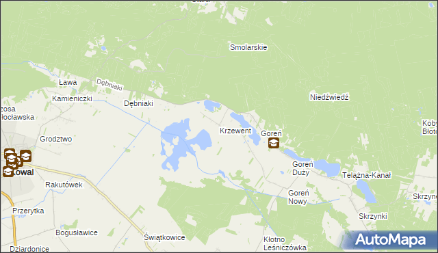 mapa Krzewent, Krzewent na mapie Targeo