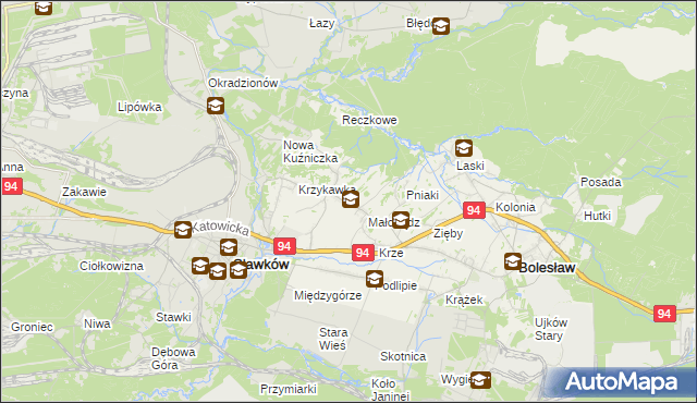 mapa Krzykawa, Krzykawa na mapie Targeo