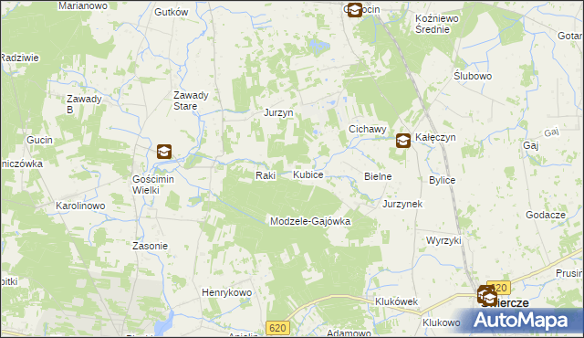 mapa Kubice gmina Nowe Miasto, Kubice gmina Nowe Miasto na mapie Targeo