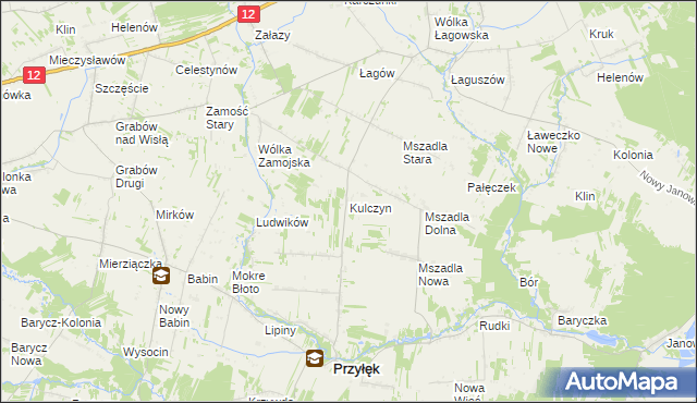 mapa Kulczyn gmina Przyłęk, Kulczyn gmina Przyłęk na mapie Targeo