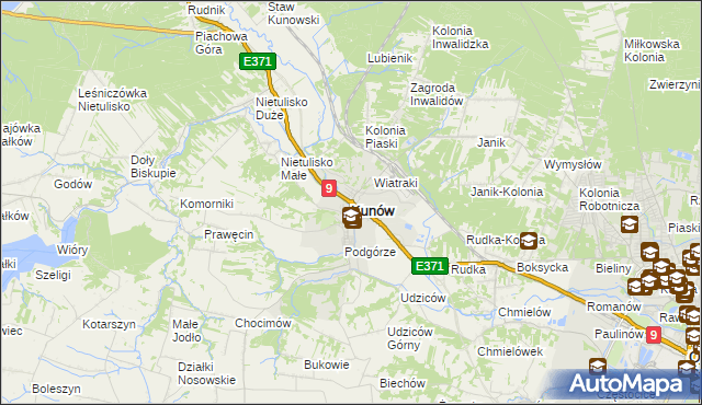 mapa Kunów powiat ostrowiecki, Kunów powiat ostrowiecki na mapie Targeo