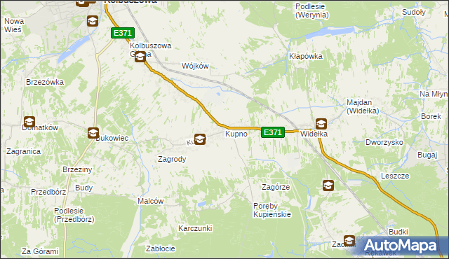 mapa Kupno gmina Kolbuszowa, Kupno gmina Kolbuszowa na mapie Targeo