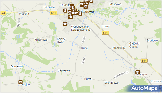 mapa Kurki gmina Działdowo, Kurki gmina Działdowo na mapie Targeo